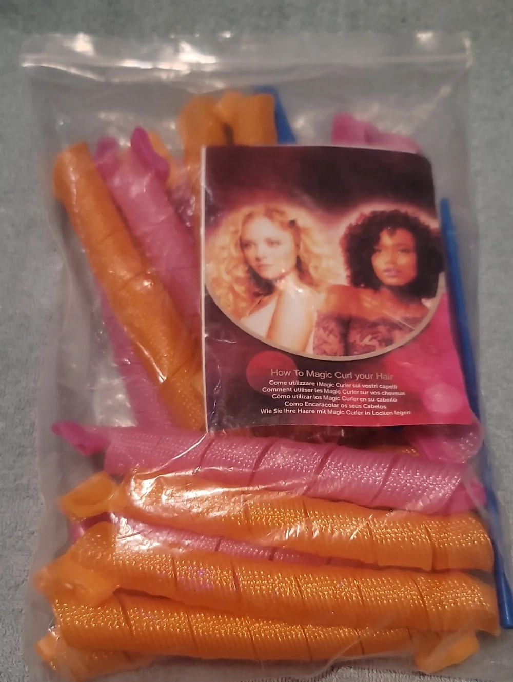 Heatless Spiral Hair Curlers - Pink & Orange